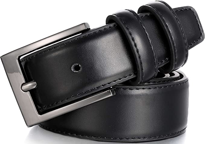 Marino’s Men Genuine Leather Dress Belt with Single Prong Buckle - Black - 36