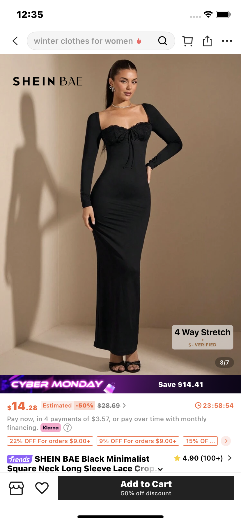 SHEIN BAE Black Minimalist Square Neck Long Sleeve Lace Crop Top For Women, Elegant Long Dress Suitable For Valentine's Day, Party, Romantic Date, Bridesmaid, Prom, Commute, Autumn/Winter/Early Spring,Halloween Clothes Women ,Halloween Costume