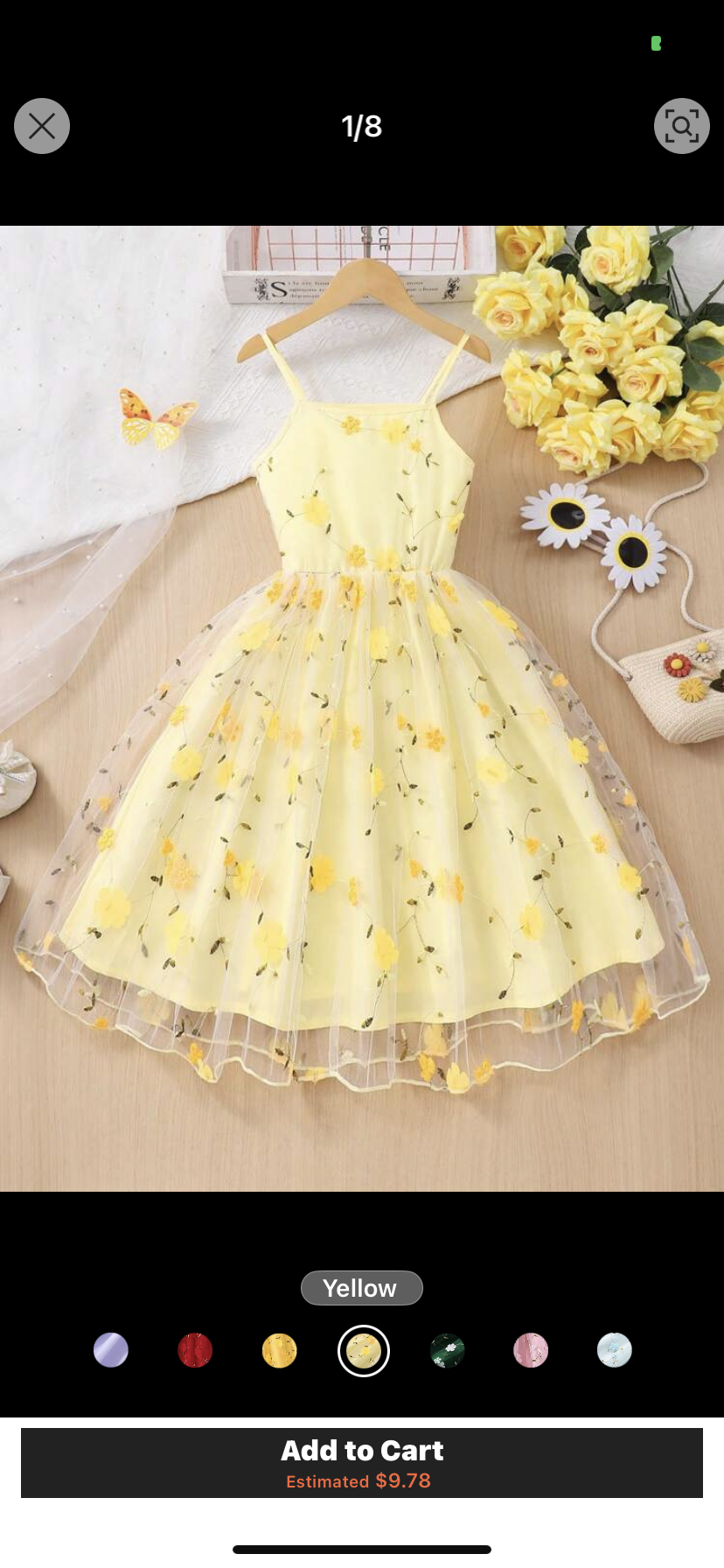 SHEIN Tween Girls' Floral Embroidery Tulle Hem Sweet Sleeveless Dress Summer Holiday