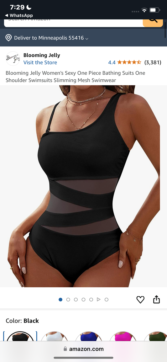 Blooming Jelly Women's Sexy One Piece Bathing Suits One Shoulder Swimsuits Slimming Mesh Swimwear