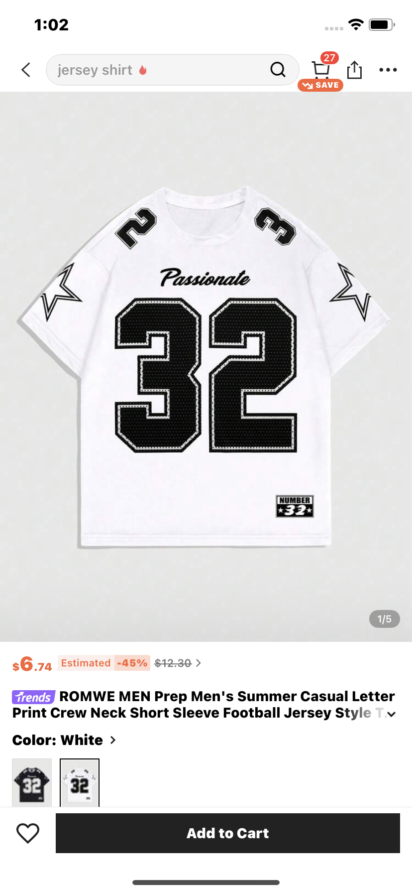 ROMWE MEN Prep Men's Summer Casual Letter Print Crew Neck Short Sleeve Football Jersey Style T-Shirt ,Graphic Tee
