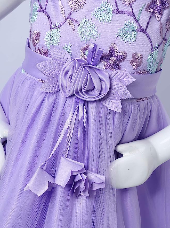 YiZYiF Kids Girls Sleeveless Floral Embroidery Flower Tutu Dress Birthday Pageant Party Wedding Ball Gown