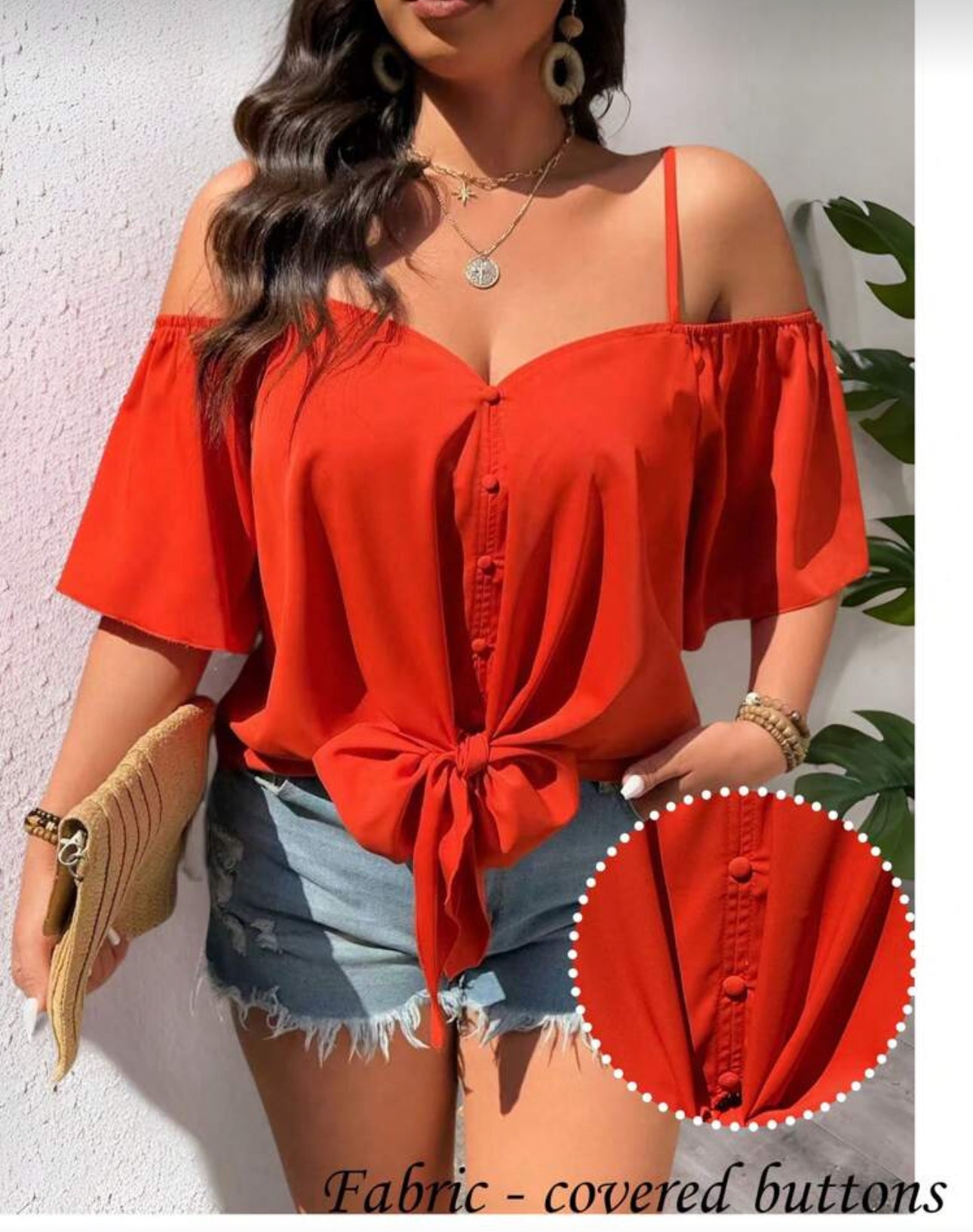 Slaydiva Plus Off Shoulder Solid Blouse