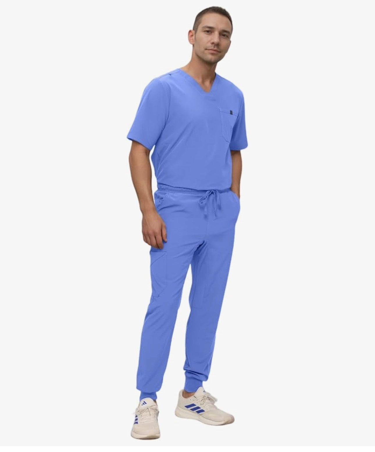Monarch Uniforms Men's Jogger Scrub Set Tuck-in Scrubs for Men with Jogger Pants and One Pocket Top