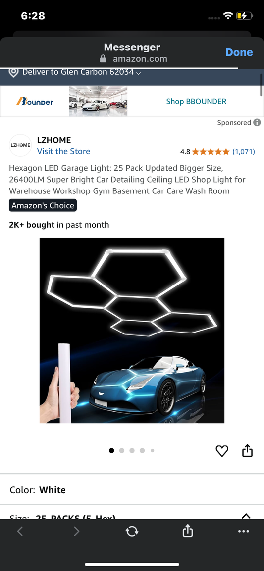 Hexagon LED Garage Light: 25 Pack Updated Bigger Size, 26400LM Super Bright Car Detailing Ceiling LED Shop Light for Warehouse Workshop Gym Basement Car Care Wash Room