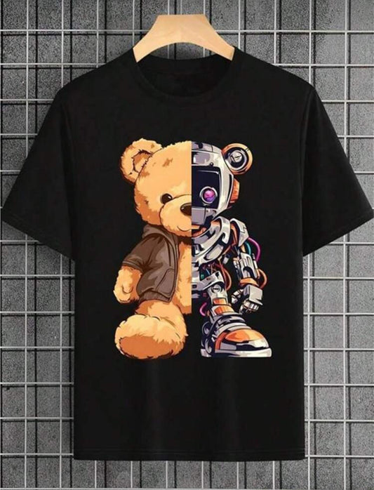 Boys' Robotic Teddy Bear Graphic T-Shirt - Casual, Comfortable Cotton, Crew Neck, Short Sleeve - Ide Vintage Shirts Graphic Tees Men Camisas Para Hombre Funny Shirts Printed & Shipped In USA