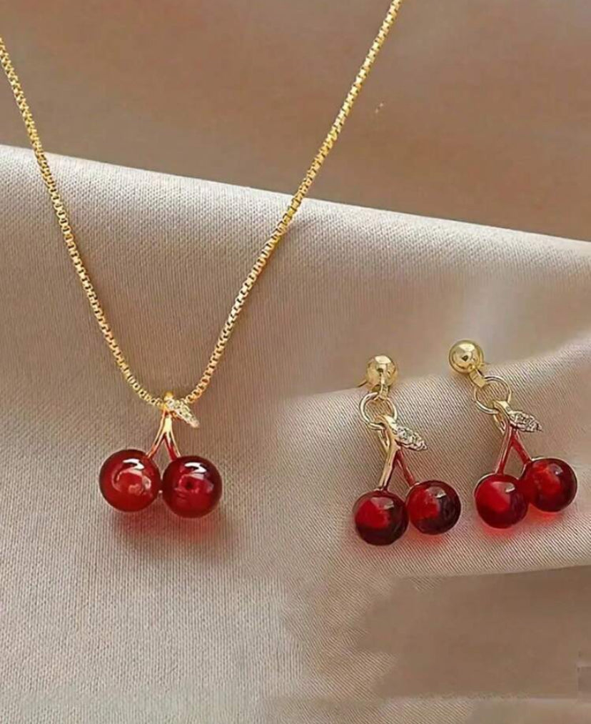 Cherry chain and earrings