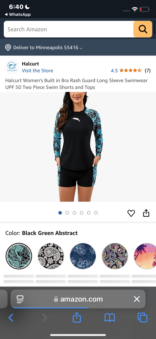Halcurt Women's Built in Bra Rash Guard Long Sleeve Swimwear UPF 50 Two Piece Swim Shorts and Tops