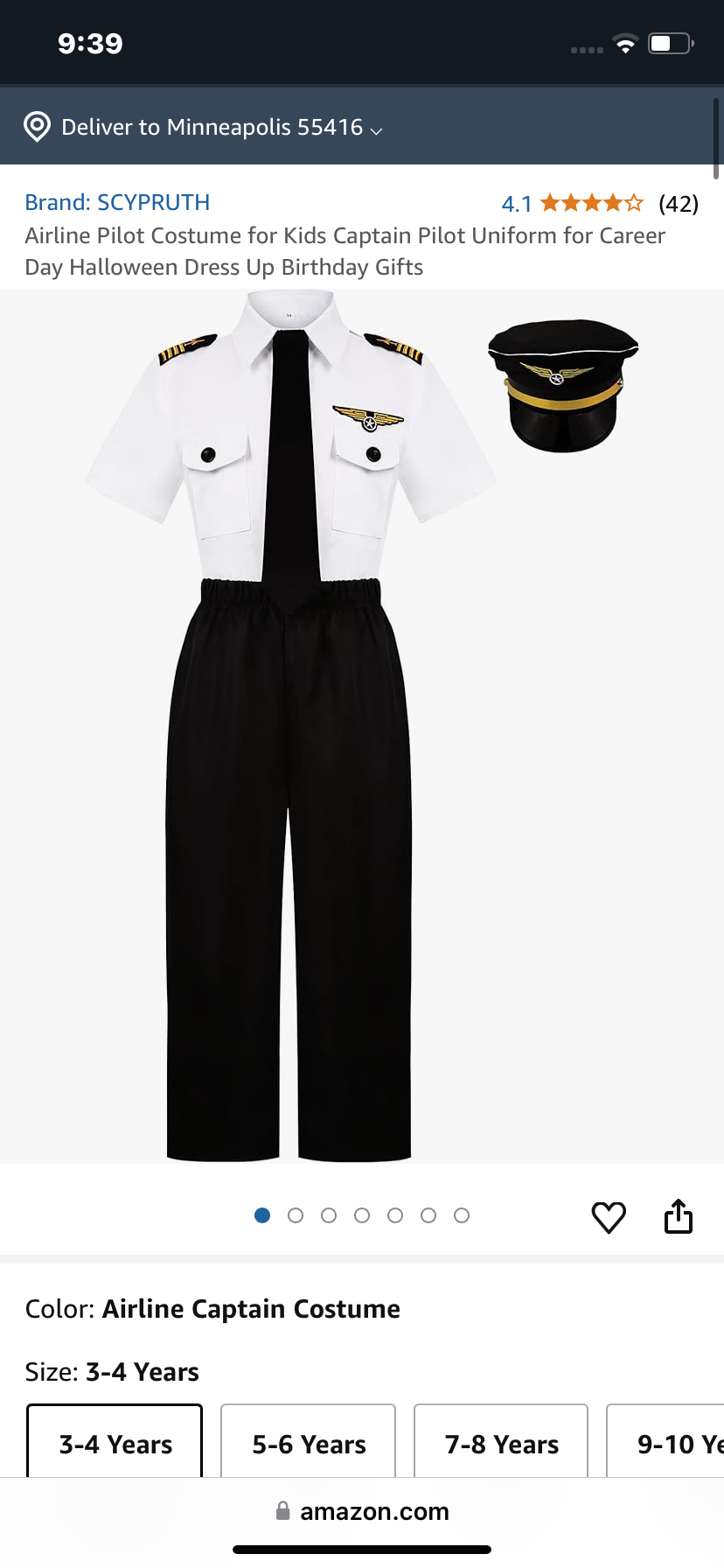 Airline Pilot Costume for Kids Captain Pilot Uniform for Career Day Halloween Dress Up Birthday Gifts