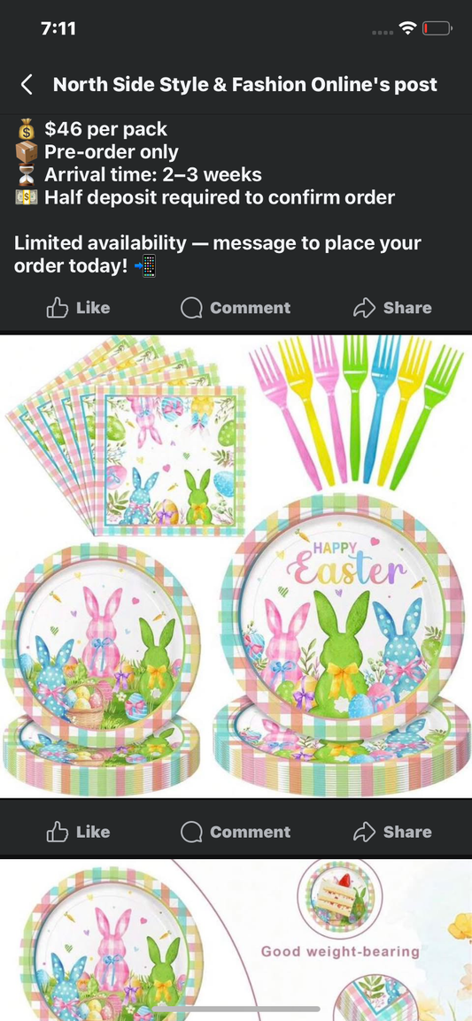 96 Pieces Easte Tablewae Set Bunny Egg Disposable Plates Pkins And Foks With "Happy Easte" And Ng Designs Fo Holiday Dinnes Paties And Ng Celebations Seves 24