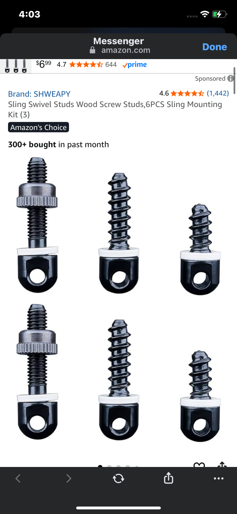 Sling Swivel Studs Wood Screw Studs,6PCS Sling Mounting Kit (3)