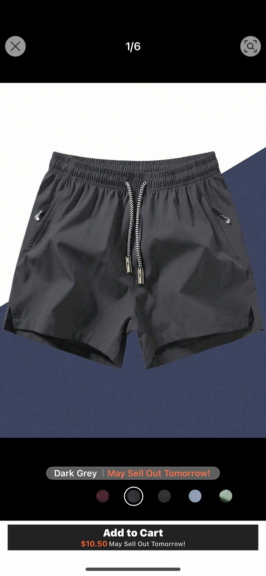 Men's Anti-Lost Zipper Pocket Drawstring Waistband Sports Shorts With Unique Design