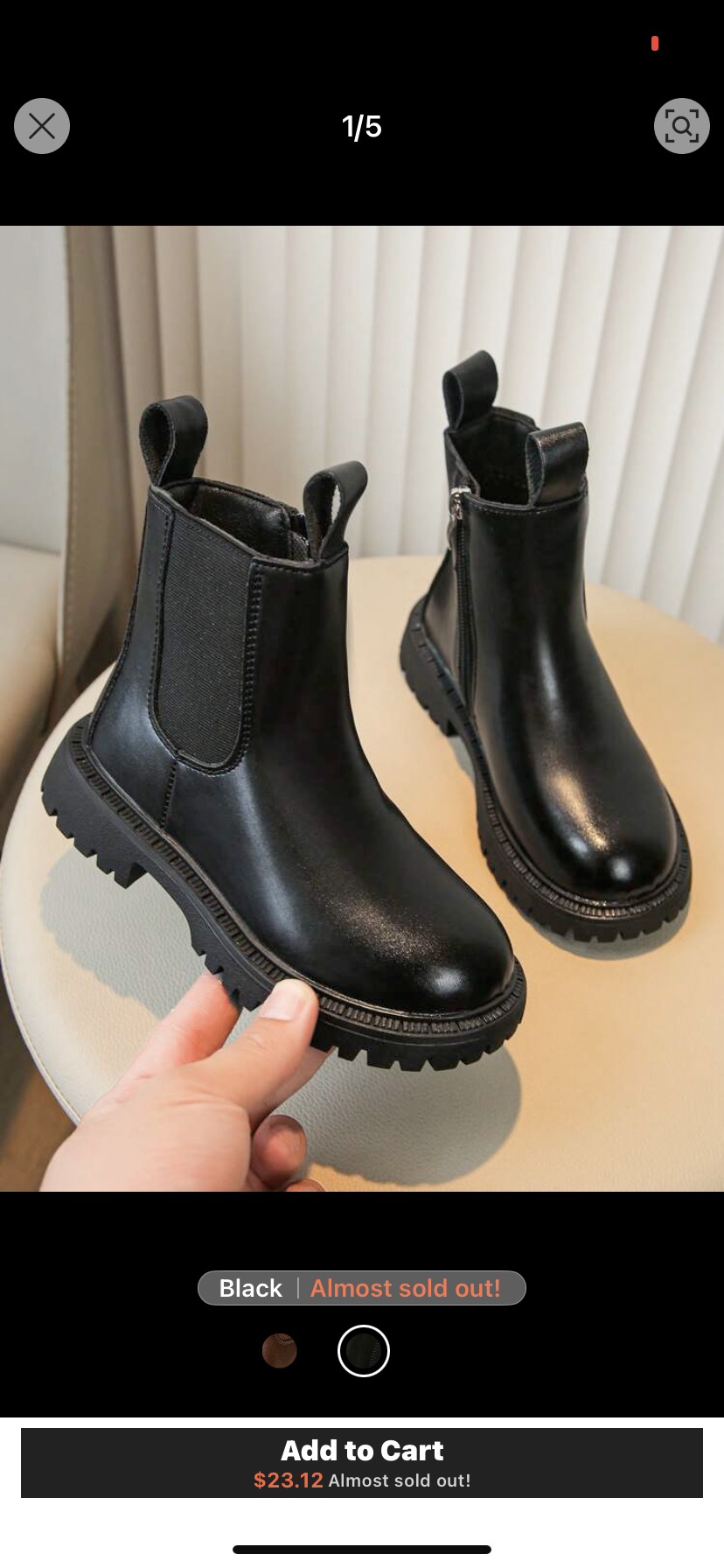 1 Pair Fashionable Princess Style Black Boots For Girls