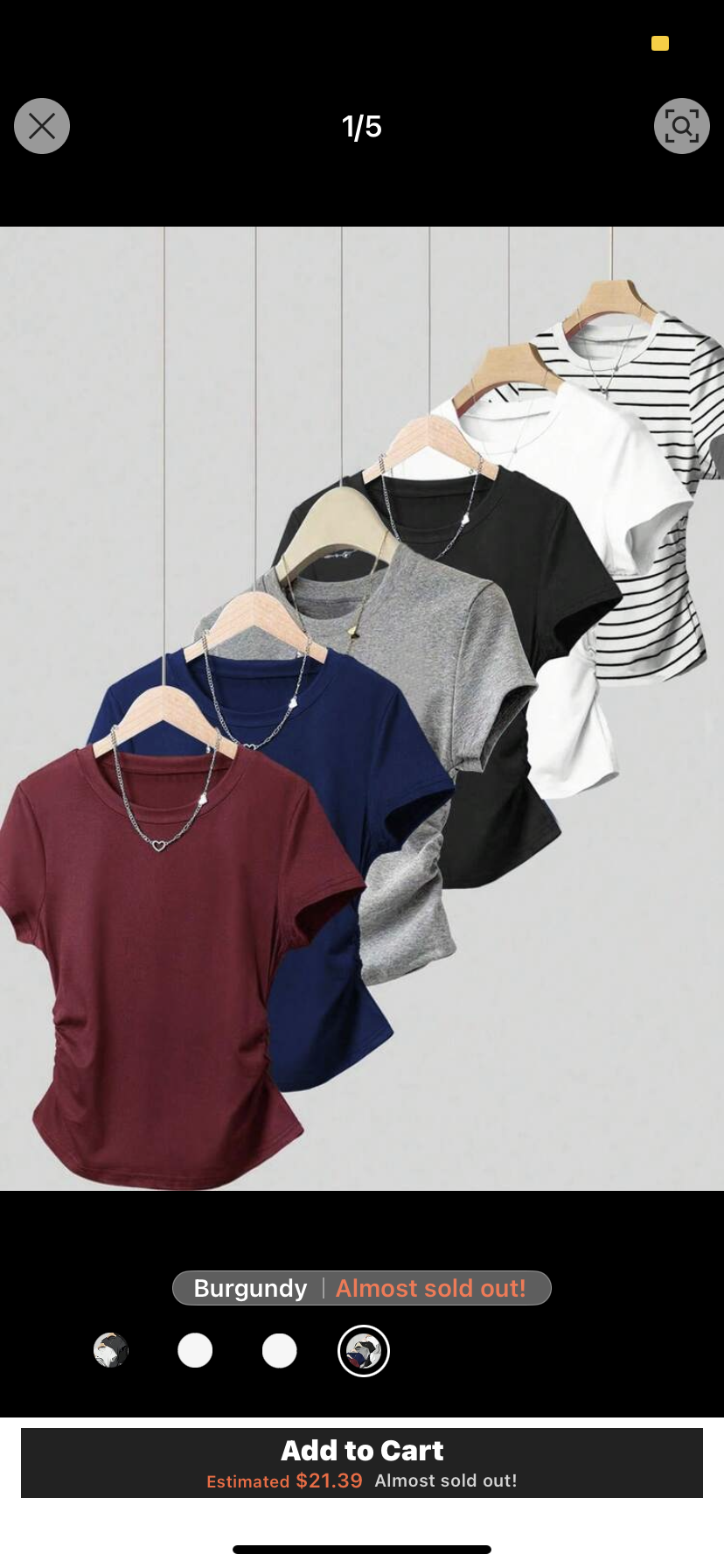 6pcs Women's Casual Everyday Pleated Waist Short Sleeve T-Shirts, Versatile
