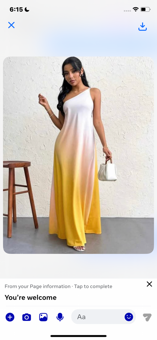 Gradient Ladies" Backless One Shoulder Knot Design Super Long Dress,Sun Dress,Pastel Dresses For Women