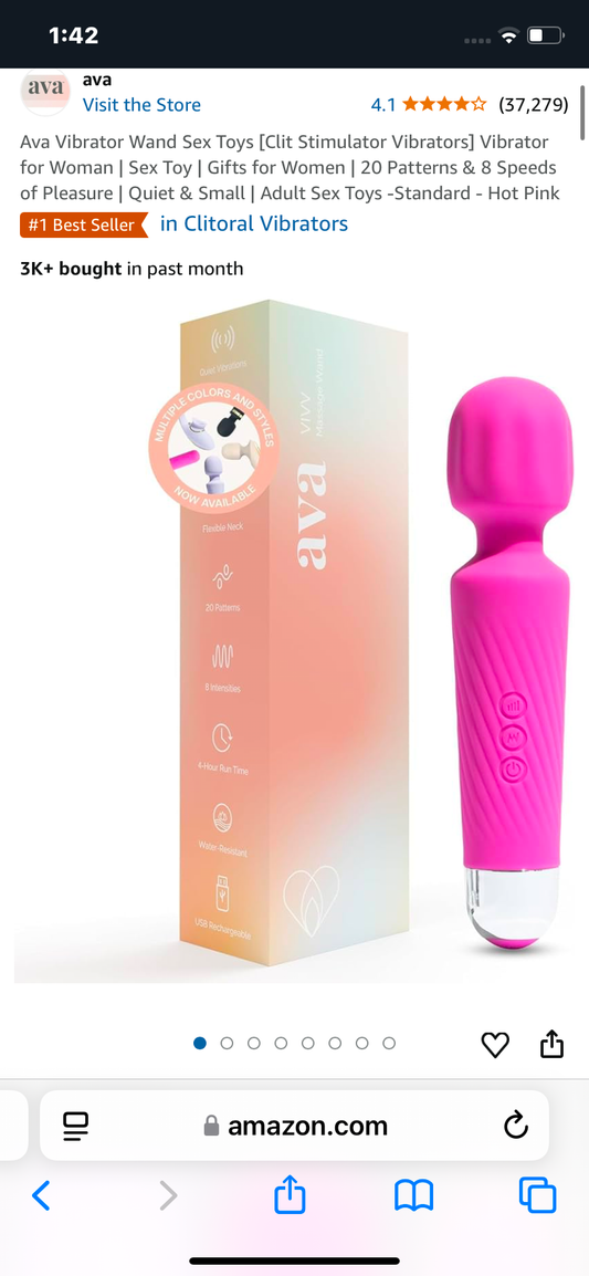 Ava Vibrator Wand Sex Toys [Clit Stimulator Vibrators] Vibrator for Woman | Sex Toy | Gifts for Women | 20 Patterns & 8 Speeds of Pleasure | Quiet & Small | Adult Sex Toys -Standard - Hot Pink
#1 Best Seller in Clitoral Vibrators