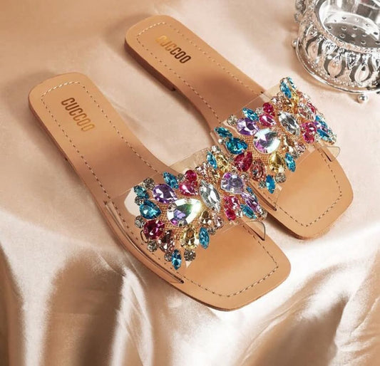 CUCCOO TILAWA Summer Fashionable Clear Strap Rhinestone Detail Sandals Suitable For Travel Outfits Spring Shoes Spring Break Easter