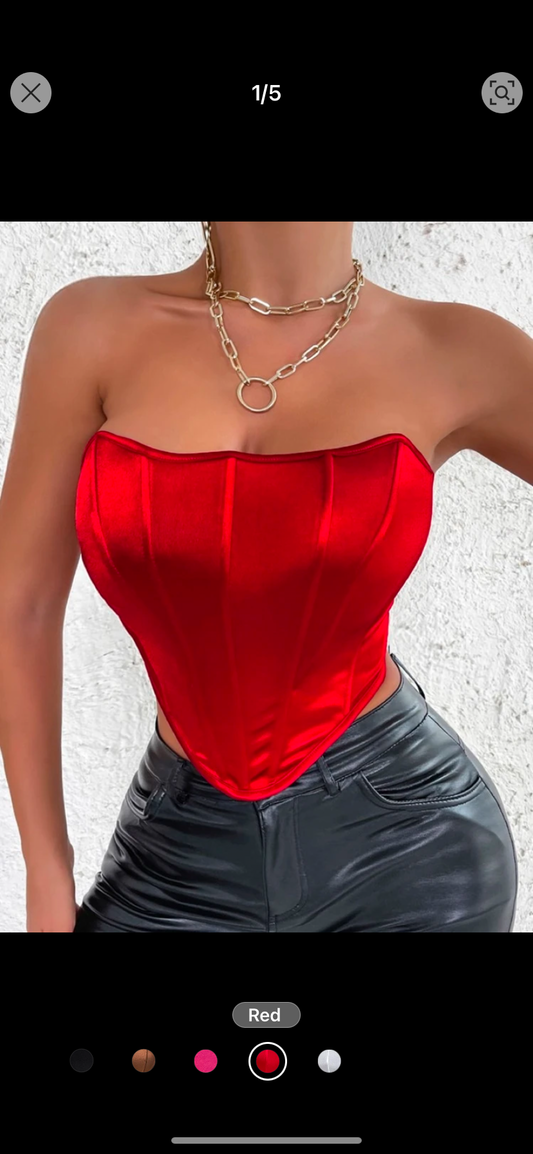 SHEIN Allurite Solid Hanky Hem Tube Top For New Year Clothes