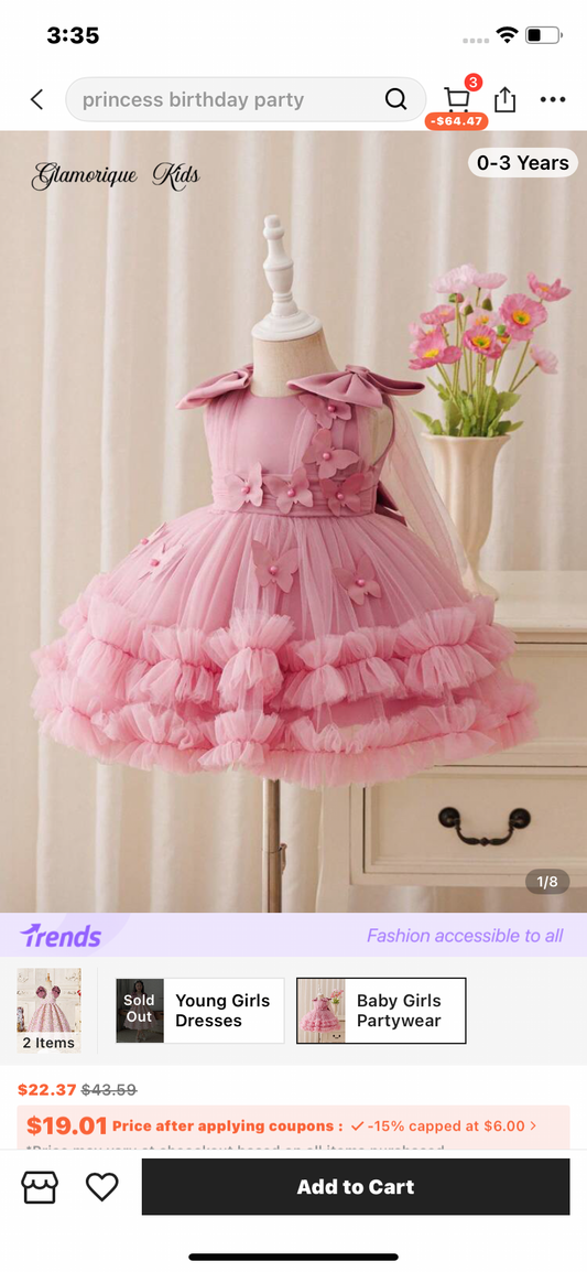 Glamorique Kids Toddler Girls' Cute Tulle Puff Skirt With Bow & Pearl Decor, Birthday Party Holiday Dance Princess Dress Fall Winter