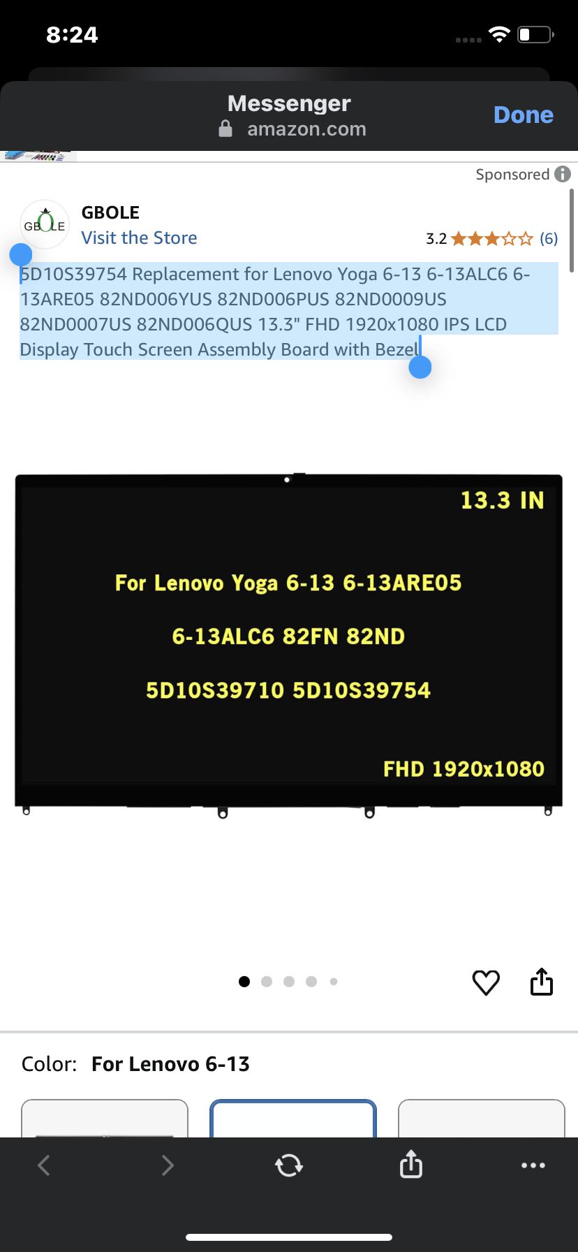 5D10S39754 Replacement for Lenovo Yoga 6-13 6-13ALC6 6-13ARE05 82ND006YUS 82ND006PUS 82ND0009US 82ND0007US 82ND006QUS 13.3" FHD 1920x1080 IPS LCD Display Touch Screen Assembly Board with Bezel