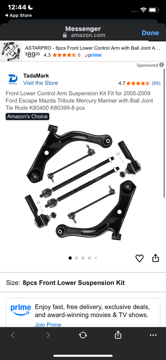 Front Lower Control Arm Suspension Kit Fit for 2005-2009 Ford Escape Mazda Tribute Mercury Mariner with Ball Joint Tie Rods K80400 K80399-8 pcs