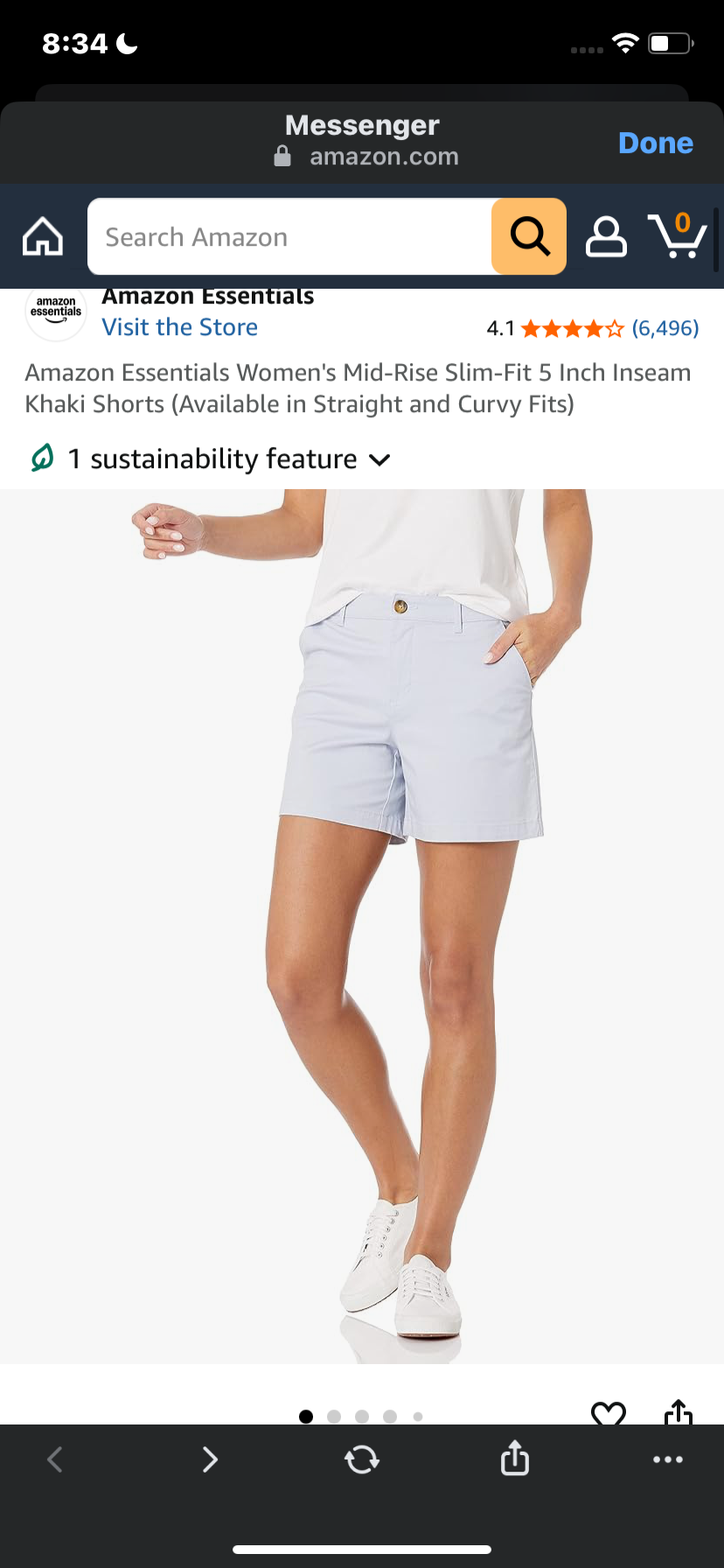 Amazon Essentials Women's Mid-Rise Slim-Fit 5 Inch Inseam Khaki Shorts (Available in Straight and Curvy Fits)