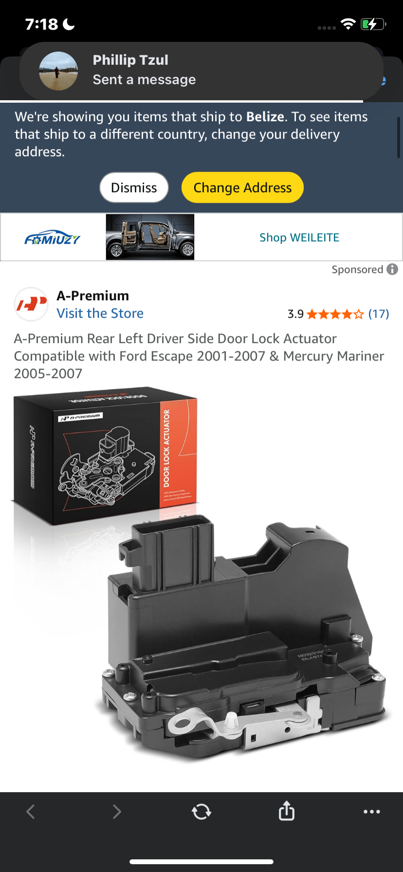 A-Premium Rear Left Driver Side Door Lock Actuator Compatible with Ford Escape 2001-2007 & Mercury Mariner 2005-2007
