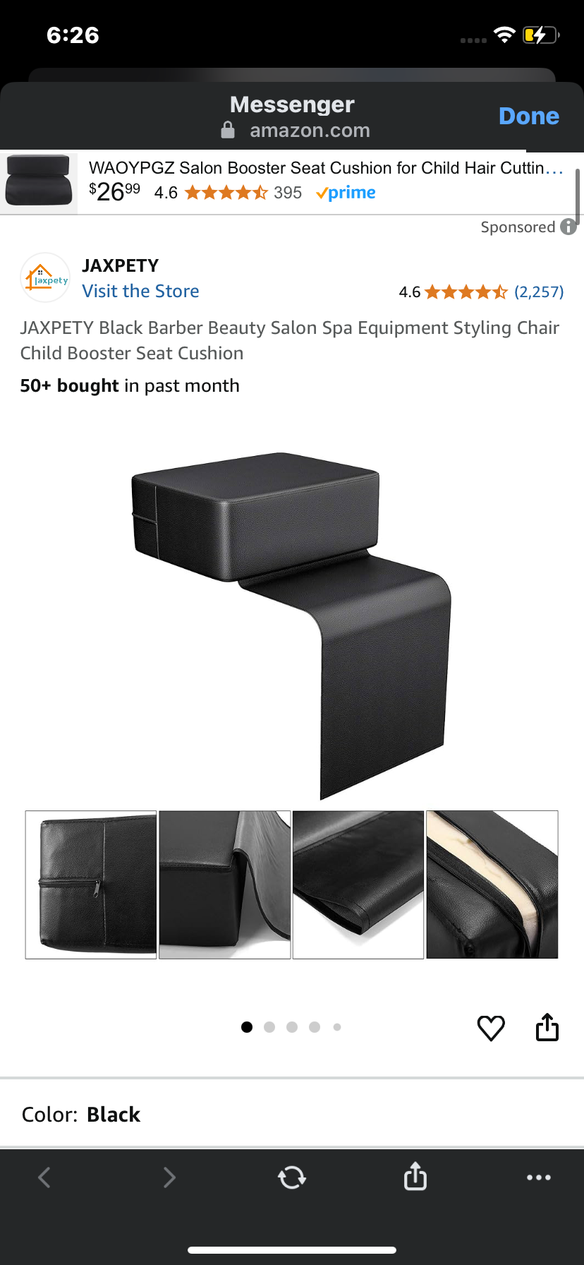 JAXPETY Black Barber Beauty Salon Spa Equipment Styling Chair Child Booster Seat Cushion