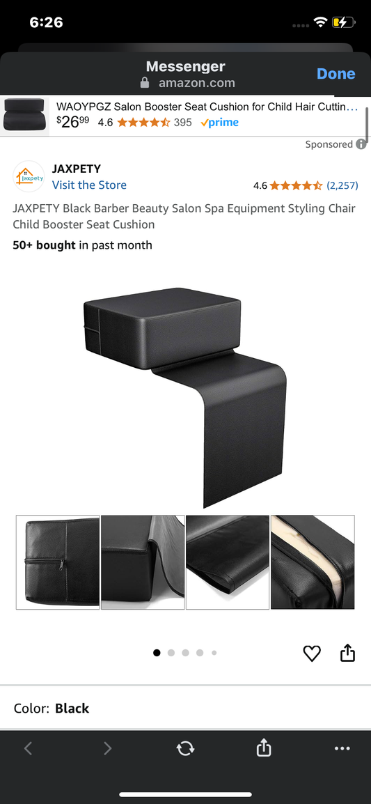 JAXPETY Black Barber Beauty Salon Spa Equipment Styling Chair Child Booster Seat Cushion