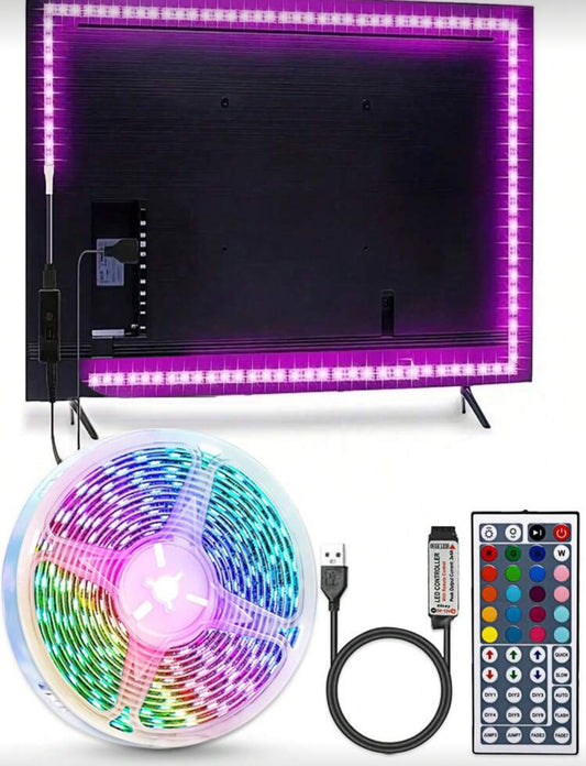 131.2ft/100ft 5v Rgb5050 Led Strip With Usb & 44 Key Remote, Colorful Tv Background Decoration Light For Living Room, Bedroom Atmosphere Lighting