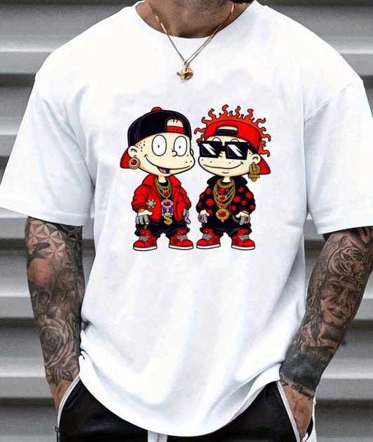 Men's Fashion Cartoon Hip Hop Children Print T-Shirt