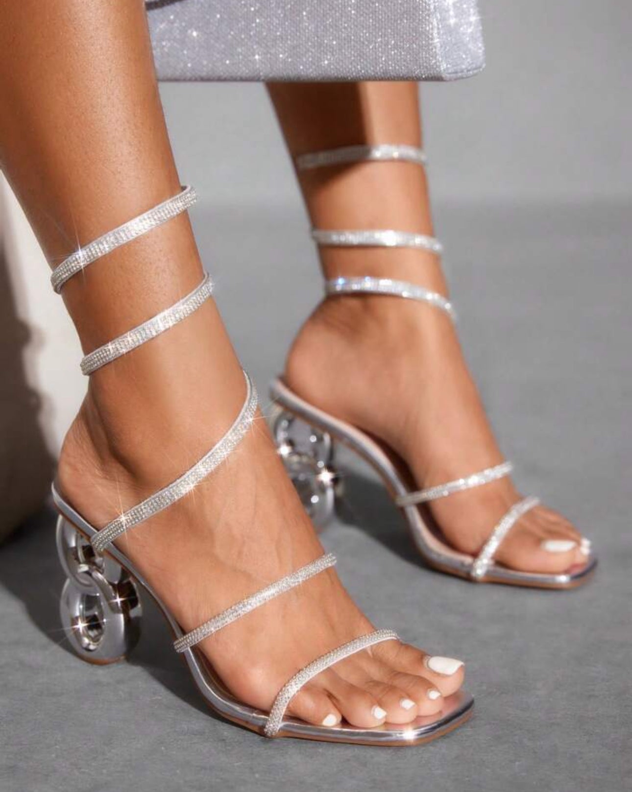 CUCCOO SZL Square Toe Thick High Heel Rhinestone Decor Elegant Casual Outdoor Party Women's Sandals
