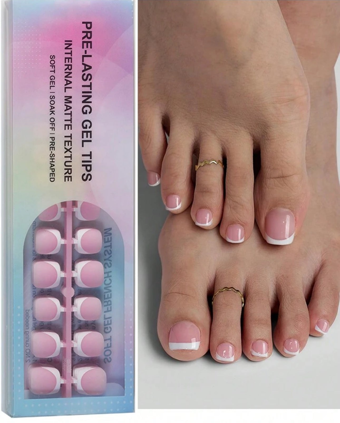 150PcsToe Nail Tips - Short French Tip Toenail Press Ons, Pink Soft Gel Toe Nail Tips, Soak Off Press On Toenails For Women