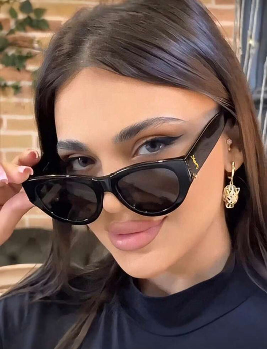 2pc Small Frame Elliptical Cat Eyes Women's Fashion Glasses Four Seasons Vacation Travel Beach Accessories Outdoor Street Photography Concave Styling Glasses Ins Photography Clothing Matching Glasses Accessories