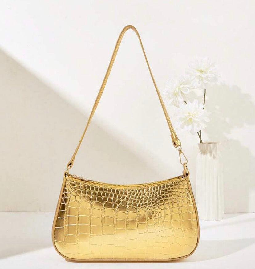 Women's Fashionable Crocodile Embossed Underarm Bag For Daily Use