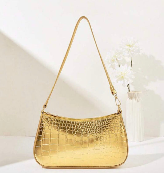 Women's Fashionable Crocodile Embossed Underarm Bag For Daily Use