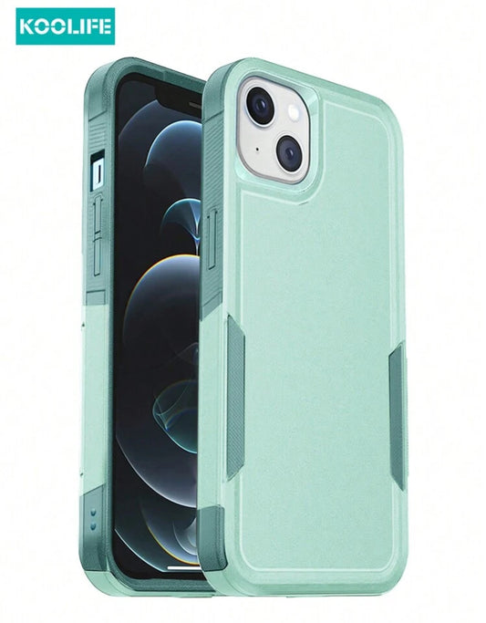 Green Koolife 1pc Dual Layer Reinforced Shock-Proof High-End Business Phone Protective Case Compatible With Apple IPhone 16/16Pro/16Plus/16ProMax, 12/12Pro/12ProMax, 13/13Pro/13ProMax, 14/14Plus/14Pro/14ProMax, 15/15Pro/15Plus/15ProMax