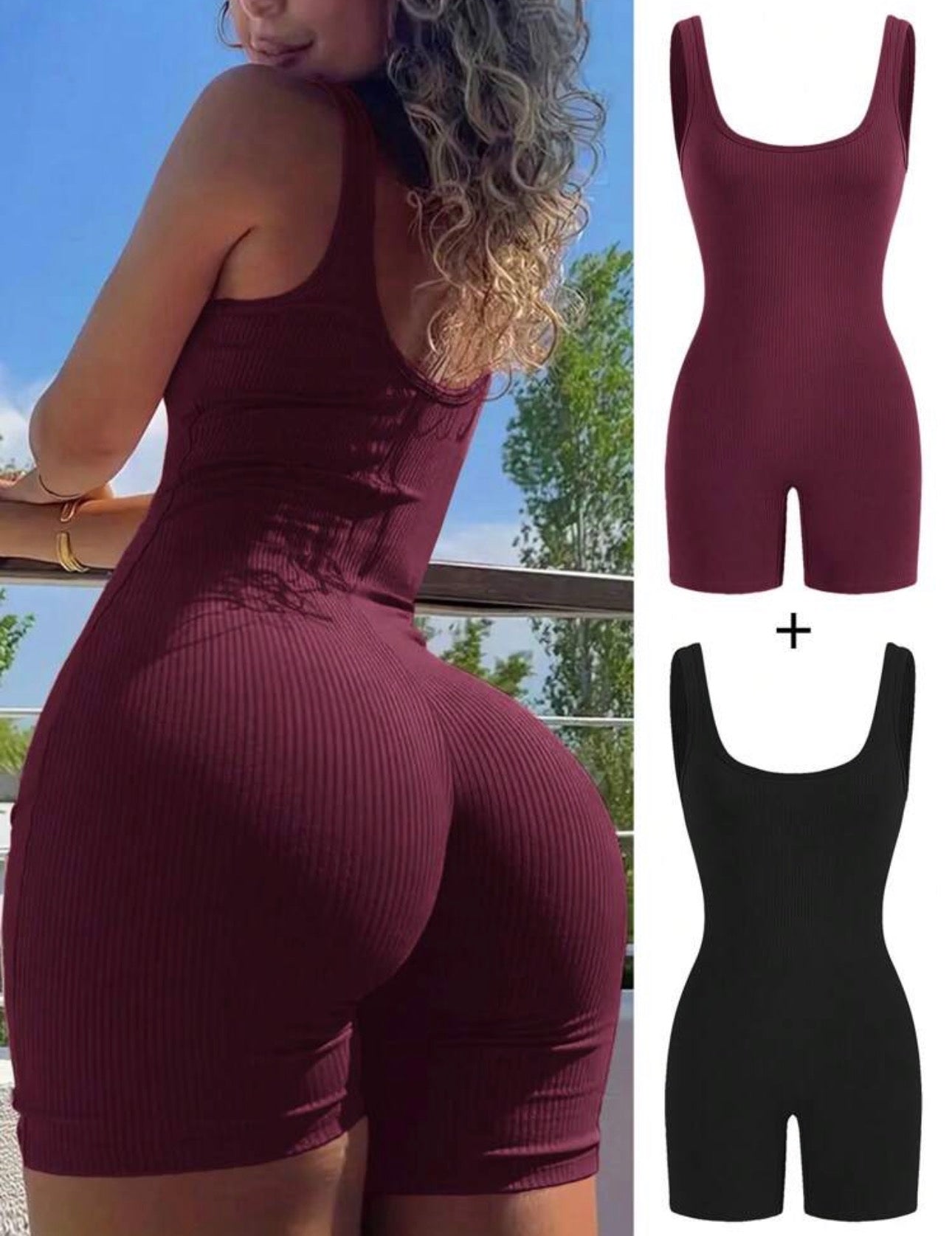 SHEIN SXY 2 Packs Women's Summer Casual Solid Color Sleeveless Jumpsuit