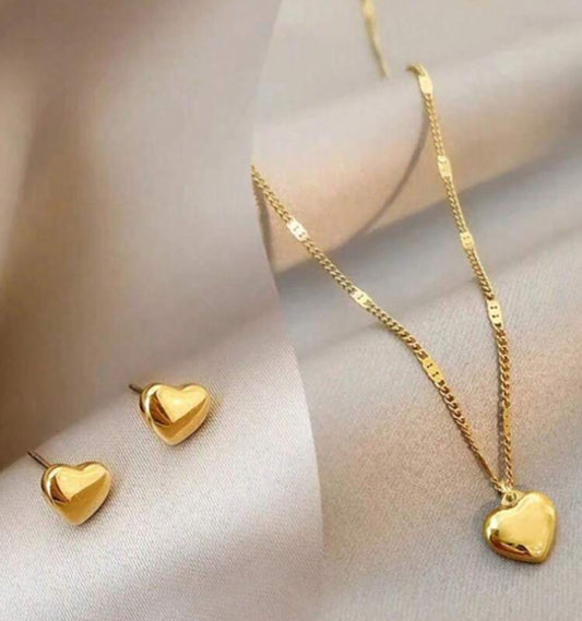 3pcs/Set Elegant And Fashionable Heart-Shaped Pendant Necklace And Earrings Jewelry Set For Women, Birthday Gift