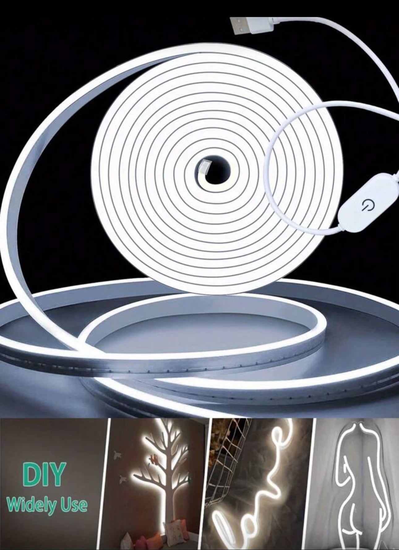 1m/2m/3m/4m/5m USB Flexible LED Neon Decorative Light Strip, Adjustable Brightness Ambient Lighting For Live Stream, Makeup Mirror, Bathroom