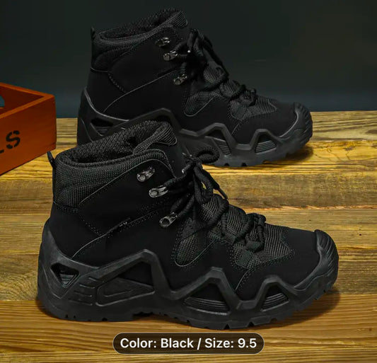 Men's Vintage-Inspired Breathable Boots - Durable, Non-Slip Casual Outdoor Hiking Shoes with Lace-Up & Side Zipper, Green High-Top with Rugged Sole for All-Season Adventures
