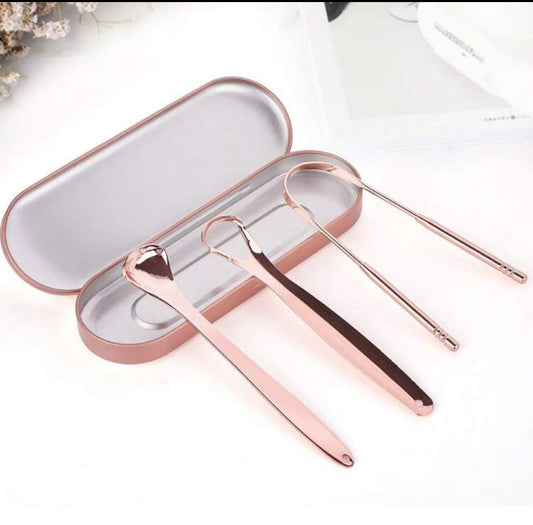 3pcs/Set Adult Tongue Scraper Set, Stainless Steel Metal Box Portable Tongue Cleaner, Improve Oral Health, Reusable , Sliding Comfortable Handle, For Bad Breath & Oral Odor Elimination