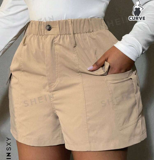 Plus Size Women's Solid Color Simple Daily Shorts