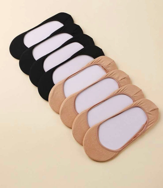 8pairs Women's Solid Color Simple And Fashionable Invisible Anti-Slip Boat Socks, Suitable For Daily Wear