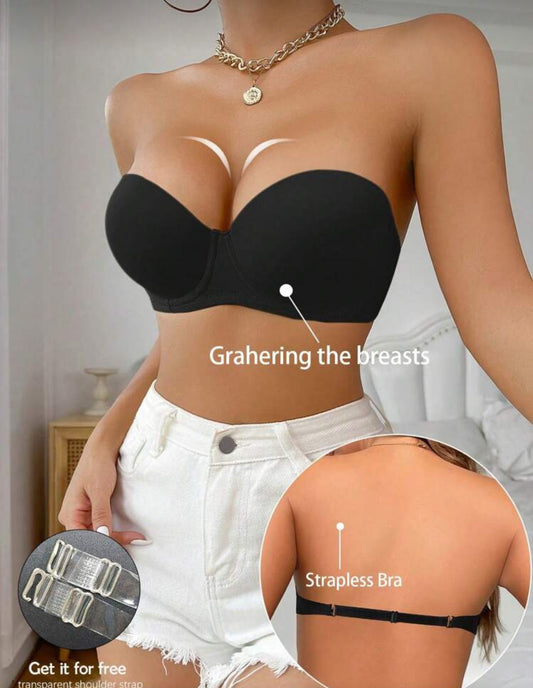 Glossy Half-Cup Underwear Sexy Bra Comfortable Push-Up Bra, Detachable Strap Lingerie