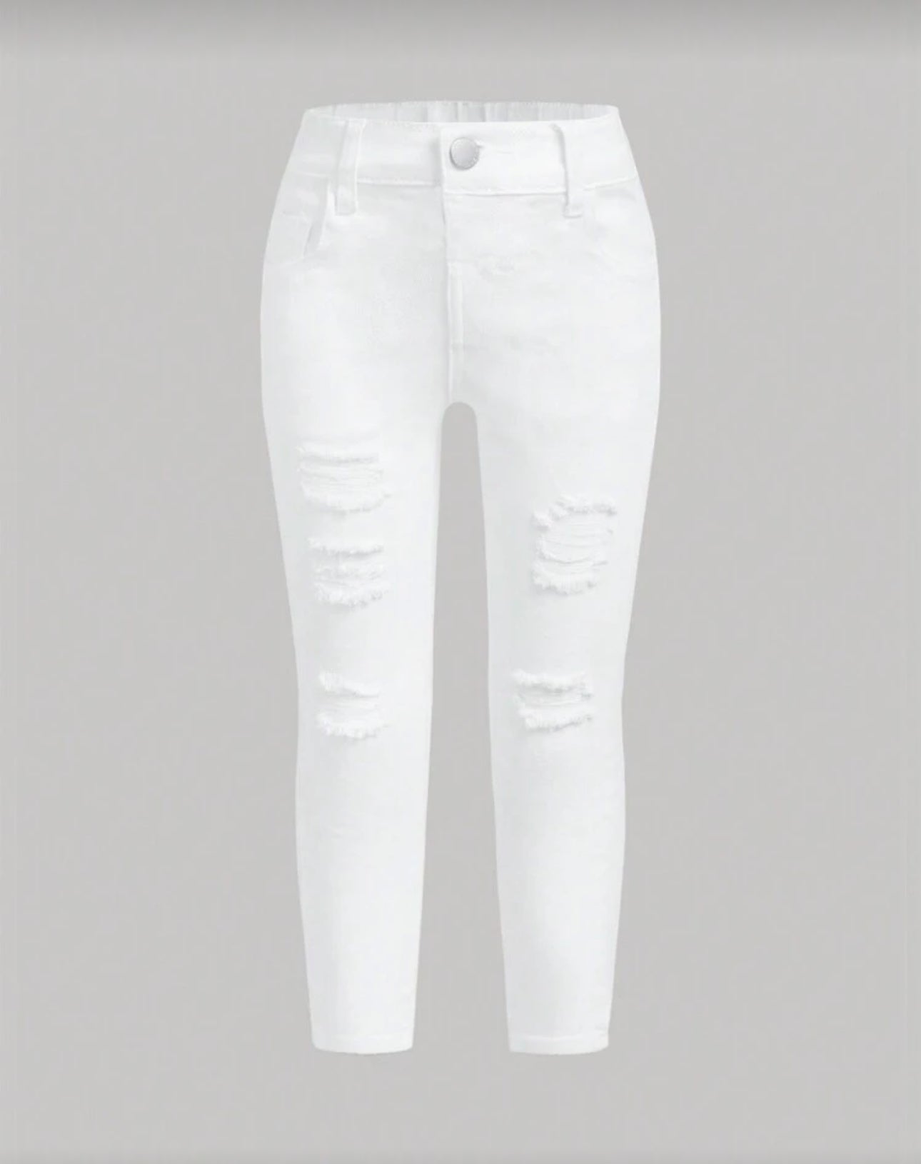 SHEIN Young Girls' Solid Color Ripped Jeans