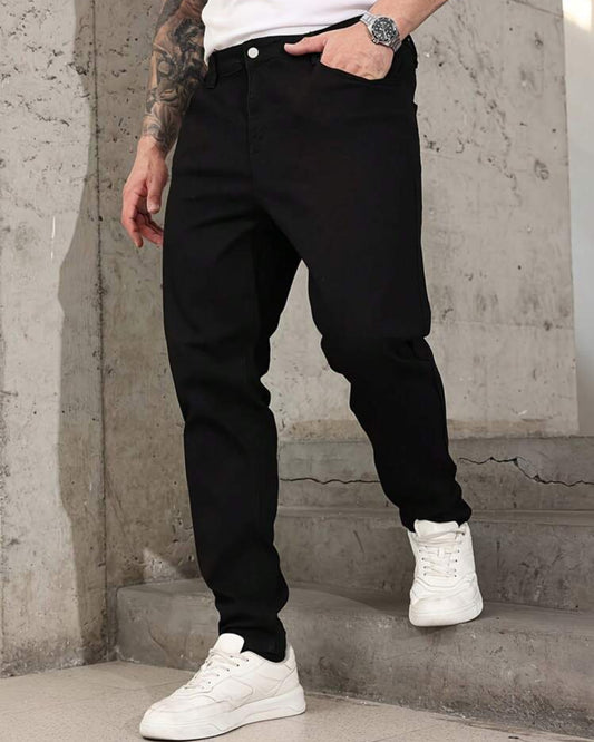 Men's Solid Color Stretch Slim Fit Jeans Fashionable And Versatile