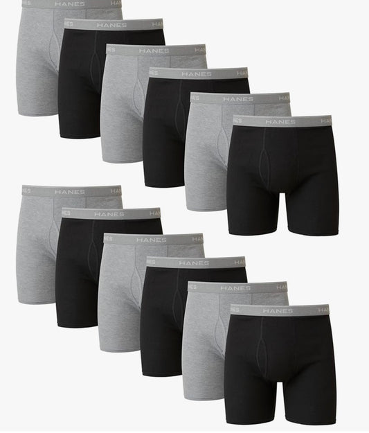 Hanes mens Underwear Boxer Briefs Pack, Cool & Breathable Cotton Moisture-wicking Underwear for Men, No Ride