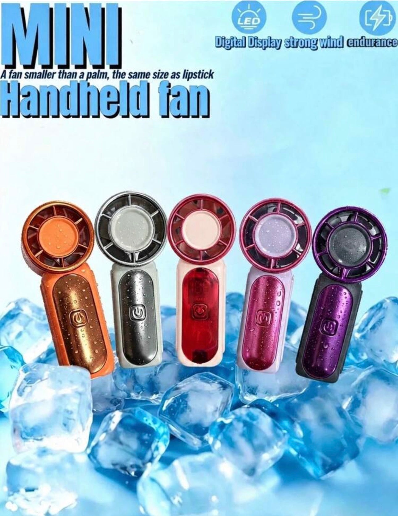 1pc Mini Handheld Fan With LED Display, 40,000 RPM, USB Rechargeable, Cooling Device, Suitable For Outdoor, School, Office, Commute, Camping, Picnic, Beach, Vacation, Travel, Sports, Daily Use, Turbo Fan, Summer Essential, Summer Gift