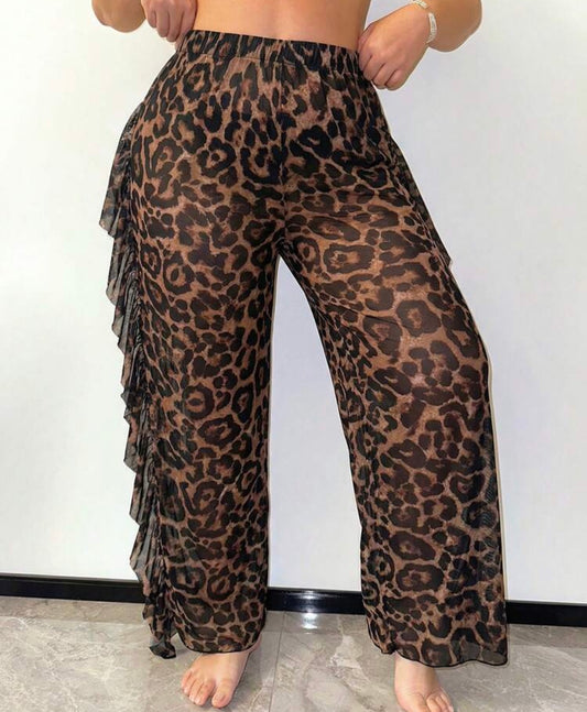 SHEIN Slayr CURVE 2026 New Summer Beach Vacation Animal Print Leopard Pattern Black Tassel Trim Plus Size Cover-Up